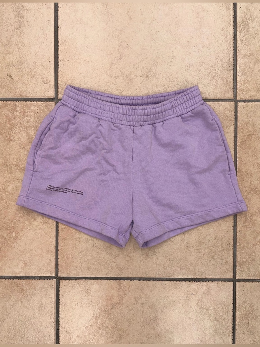 Pangaia Organic Cotton Sweat Shorts Womens Sz XS Light Purple Logo